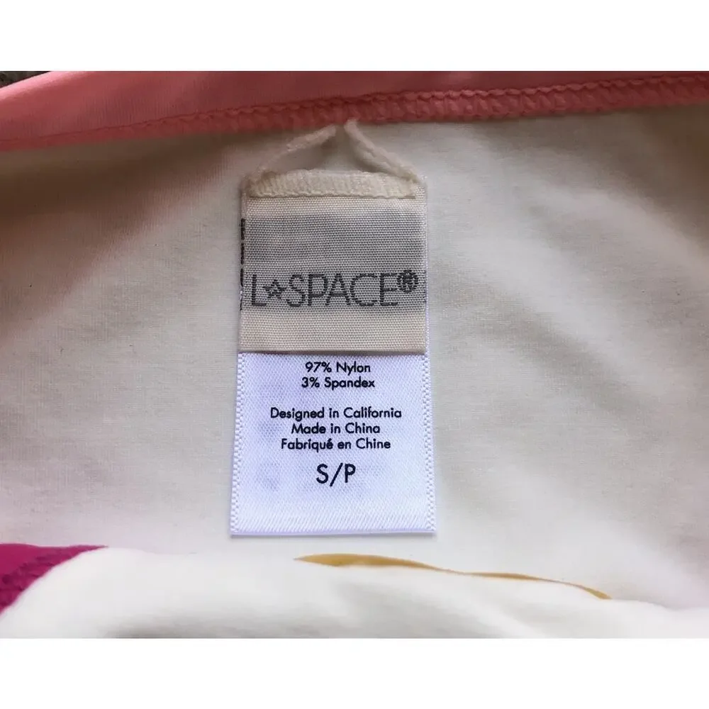 L Space Vacay White Pink Ribbed Bikini Bottom Stretch Women's Size Small NWOT